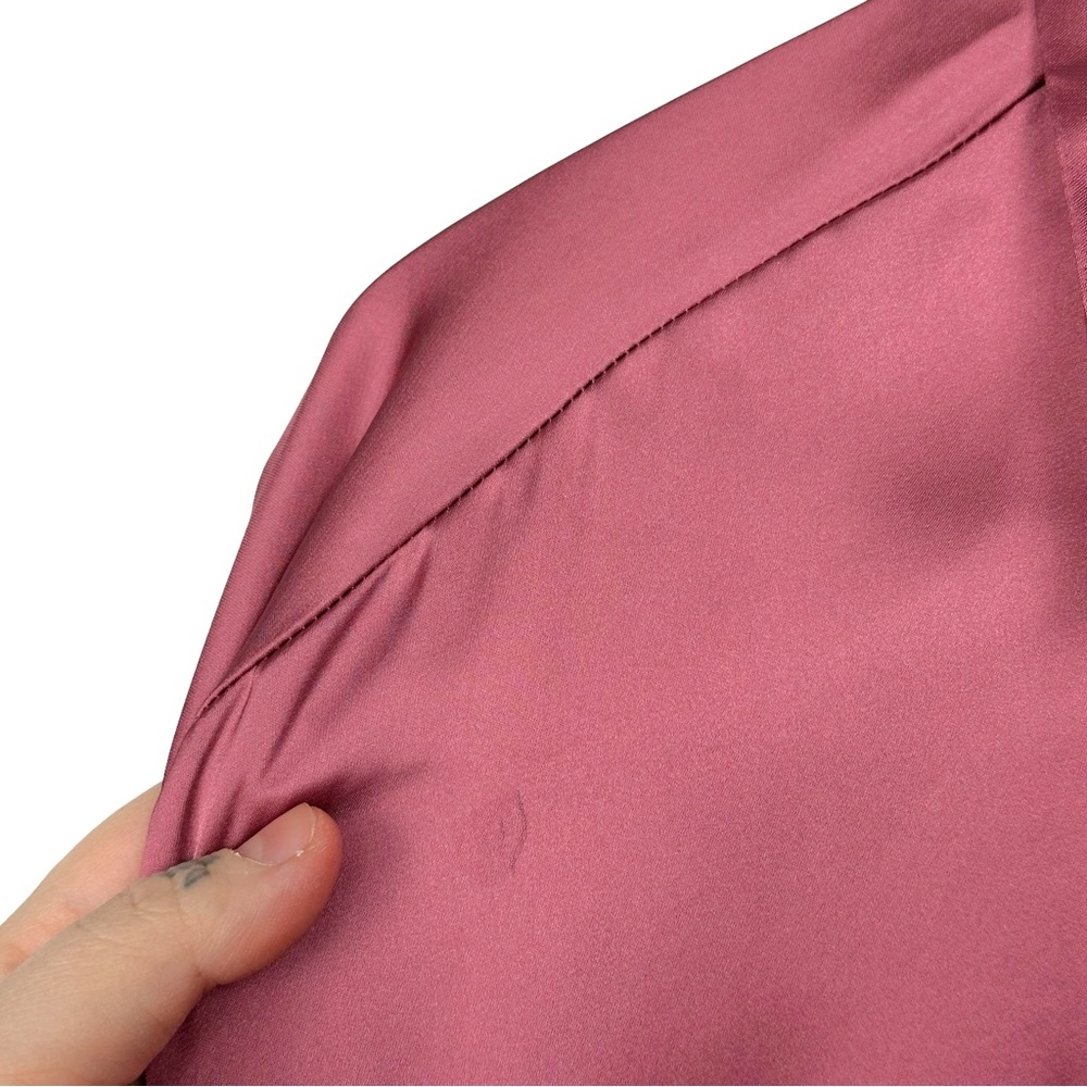 ZARA Satin Effect Oversized Loose Collared Button Down Dolman Sleeve Blouse Pink - Picture 12 of 14